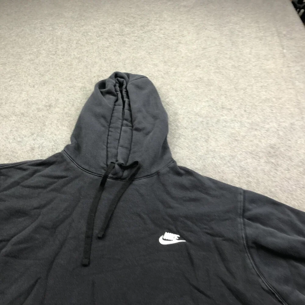 Nike Hoodie Mens 3XL Black Pullover Fleece Sweatshirt Small Swoosh Logo Front